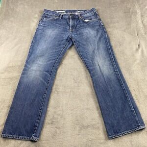 GAP 1969‎ Mens Straight Leg Blue Wash Denim Jeans Size 36x30 Whiskered Faded